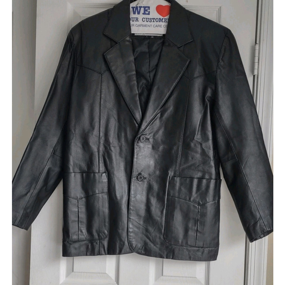 men's large Black leather Jacket From Early 2000s